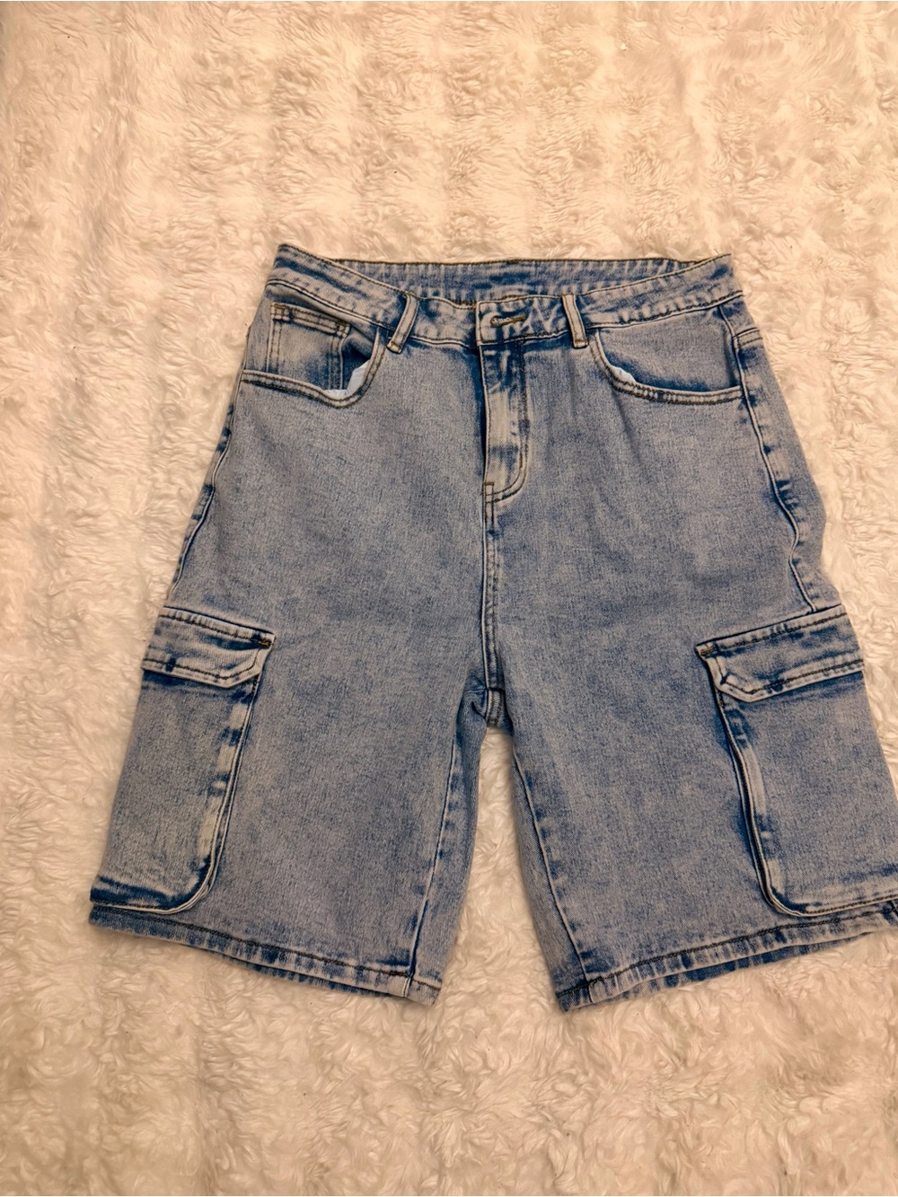 Amazon Light Blue Women's Denim Cargo Shorts